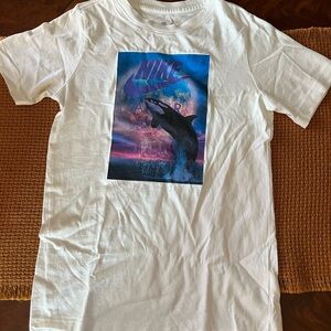 Nike White Tee with Dolphin Graphic